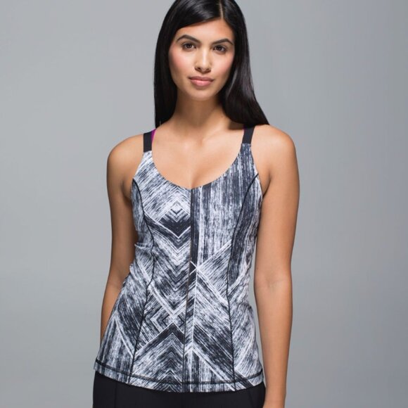 Lululemon Hot To Street Tank Heat Wave White Black/Black/Regal Plum Size 4 - Picture 1 of 7